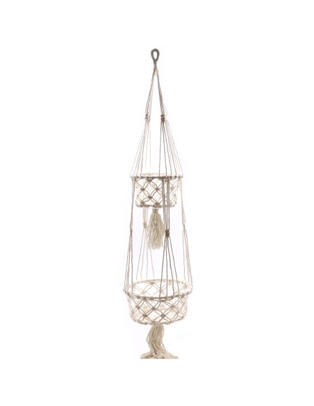 Suspension macramé double pour plantes – Zen végétal