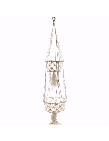 Suspension macramé double pour plantes – Zen végétal
