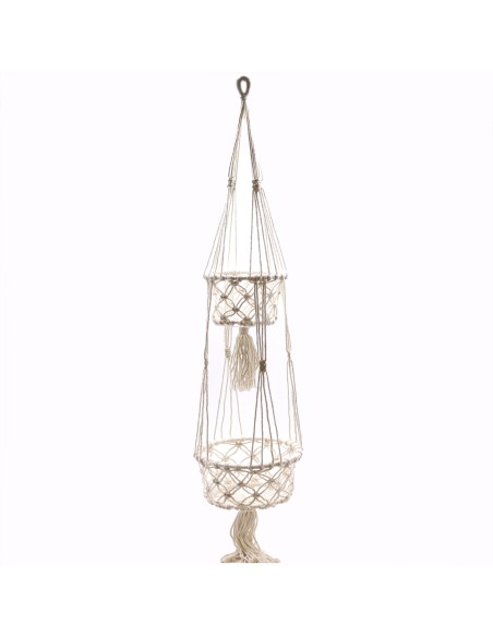 Suspension macramé double pour plantes – Zen végétal