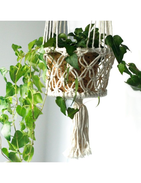 Suspension macramé double pour plantes – Zen végétal