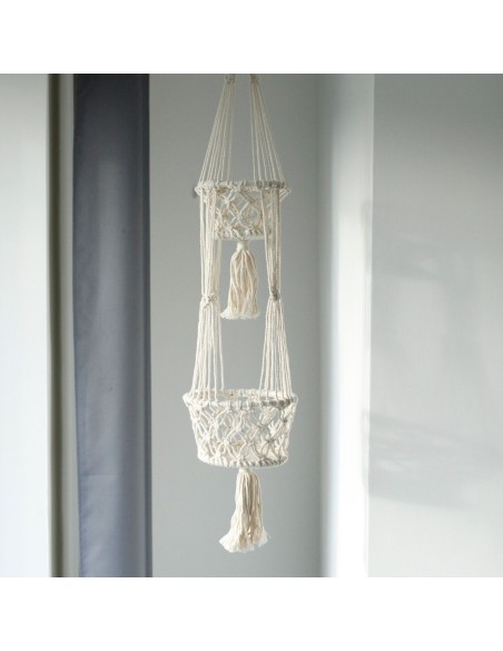 Suspension macramé double pour plantes – Zen végétal