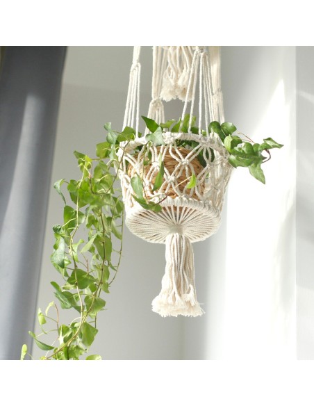 Suspension macramé double pour plantes – Zen végétal
