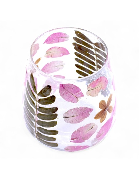 Photophore en verre floral naturel – Printemps