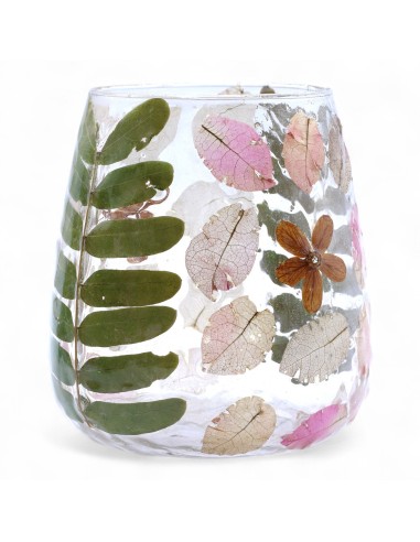 Photophore en verre floral naturel – Printemps