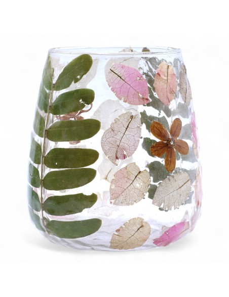 Photophore en verre floral naturel – Printemps