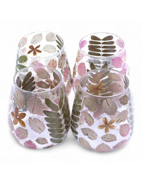 Photophore en verre floral naturel – Printemps