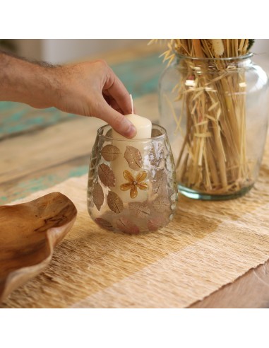 Photophore en verre floral naturel – Printemps