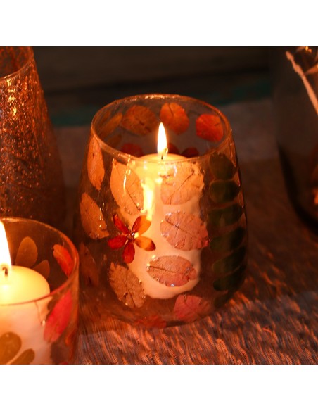 Photophore en verre floral naturel – Printemps