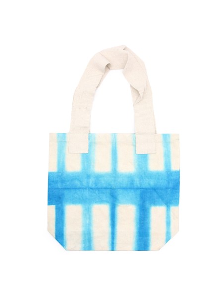 Sac cabas en coton tie?dye – Rectangles bleu ciel