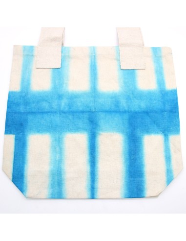 Sac cabas en coton tie?dye – Rectangles bleu ciel