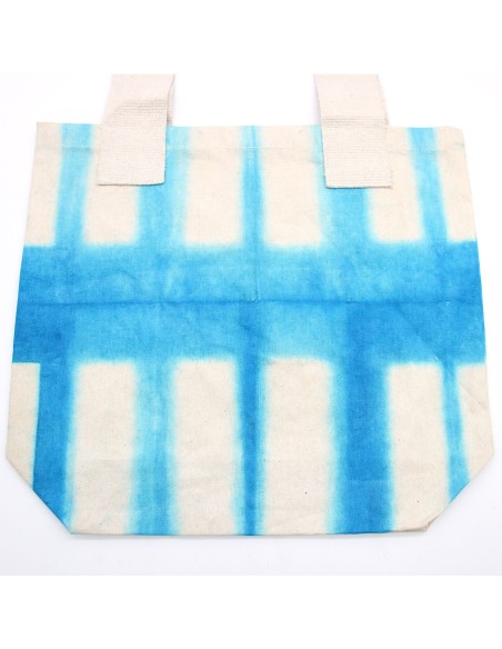 Sac cabas en coton tie?dye – Rectangles bleu ciel