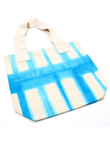 Sac cabas en coton tie?dye – Rectangles bleu ciel