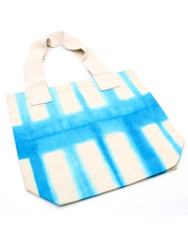 Sac cabas en coton tie?dye – Rectangles bleu ciel