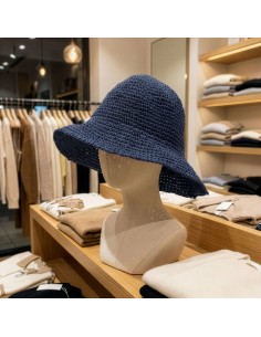 Chapeau de soleil Nomad Sari en paille – Bleu marine