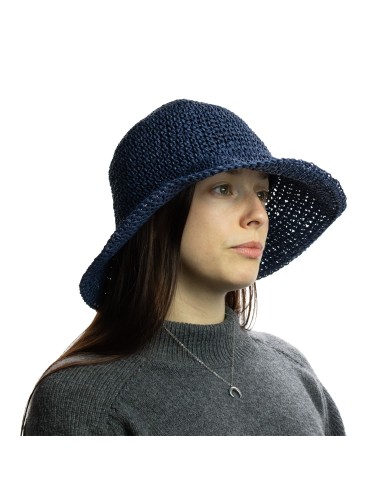 Chapeau de soleil Nomad Sari en paille – Bleu marine