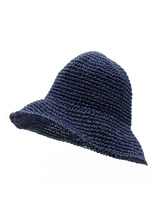 Chapeau de soleil Nomad Sari en paille – Bleu marine