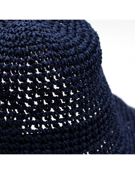 Chapeau de soleil Nomad Sari en paille – Bleu marine