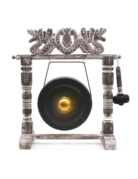 Petit gong de méditation avec support – Noir zen
