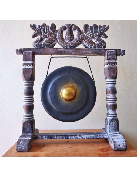 Petit gong de méditation avec support – Noir zen