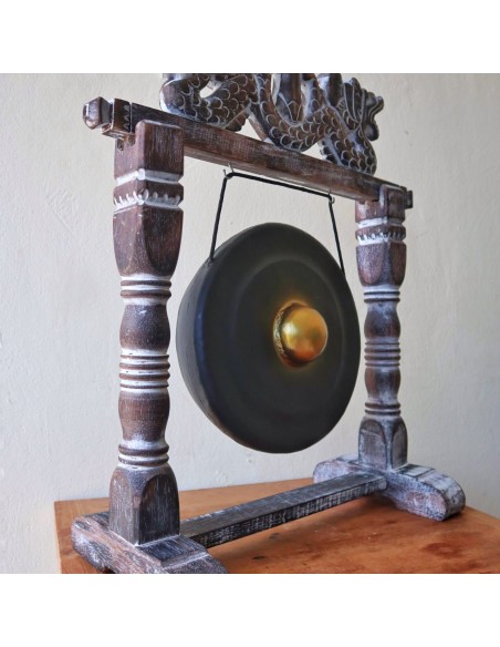 Petit gong de méditation avec support – Noir zen