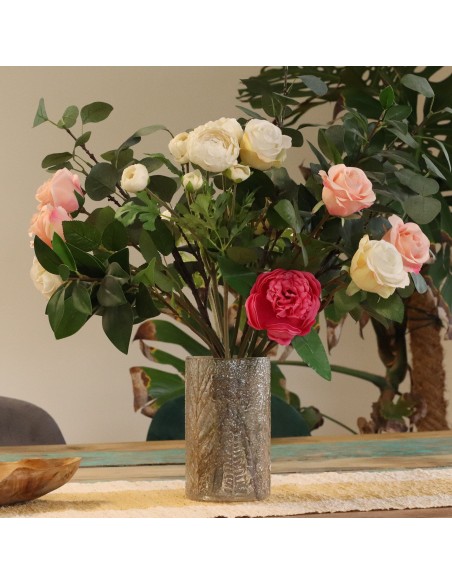 Photophore haut en verre floral naturel – Pino