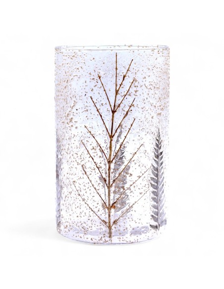 Photophore haut en verre floral naturel – Pino