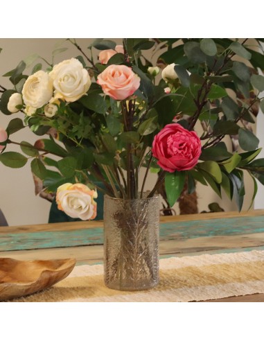 Photophore haut en verre floral naturel – Pino