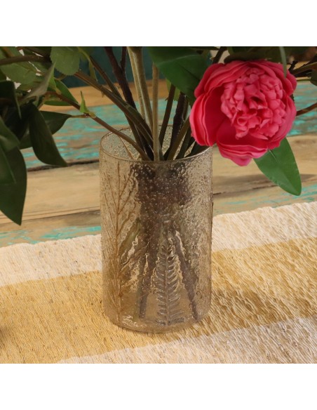 Photophore haut en verre floral naturel – Pino