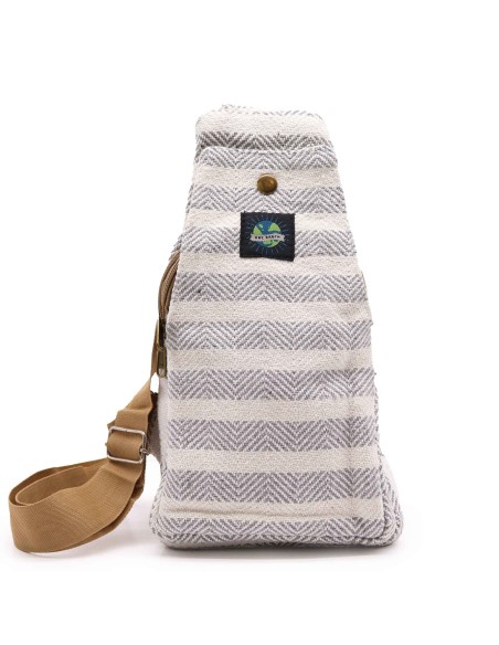 Sac bandoulière en coton naturel – Gris & blanc