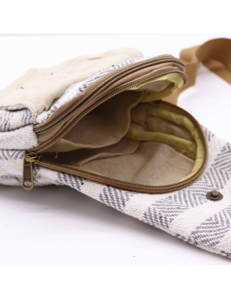 Sac bandoulière en coton naturel – Gris & blanc