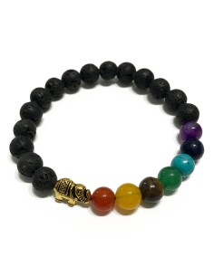 Bracelet lave volcanique – Éléphant & chakras
