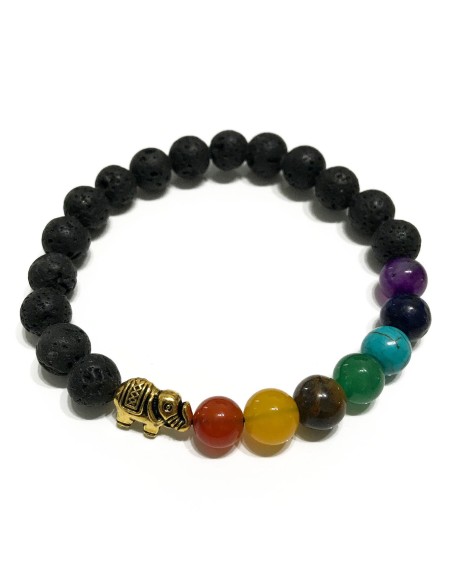 Bracelet lave volcanique – Éléphant & chakras