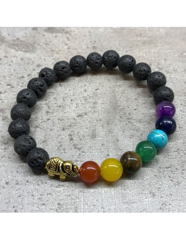 Bracelet lave volcanique – Éléphant & chakras