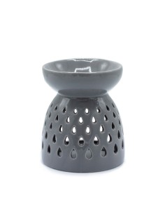 Brûle-parfum classique ajouré – Gouttes gris zen