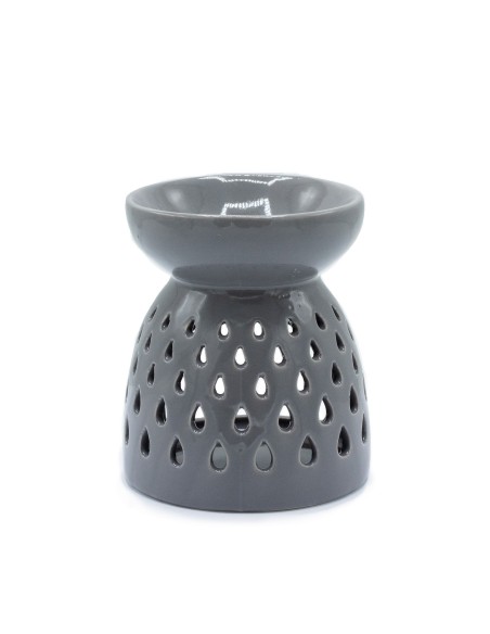 Brûle-parfum classique ajouré – Gouttes gris zen