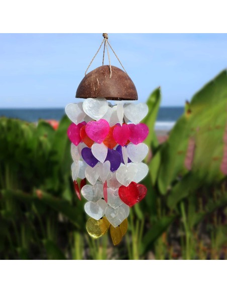 Carillon cœur en coco & capiz – Douce vibration zen
