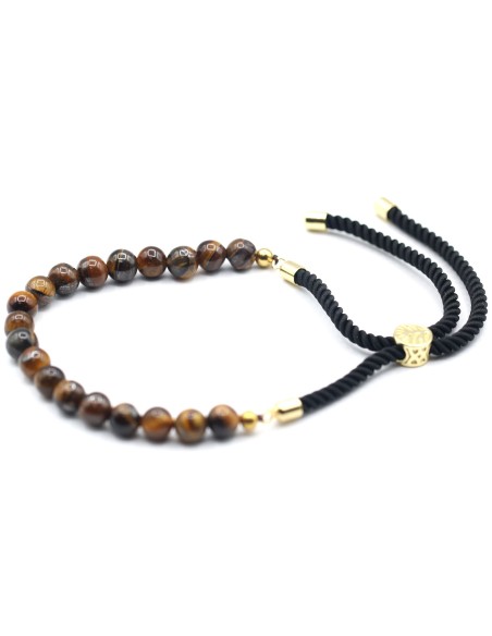 Bracelet fil noir & œil de tigre – Protection