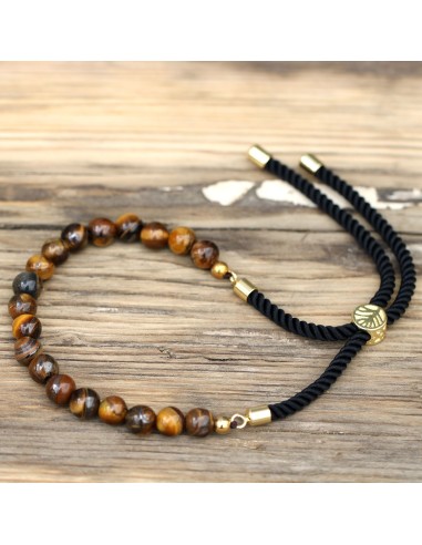 Bracelet fil noir & œil de tigre – Protection