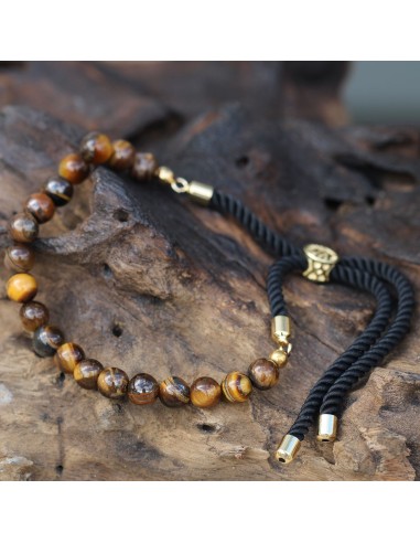 Bracelet fil noir & œil de tigre – Protection