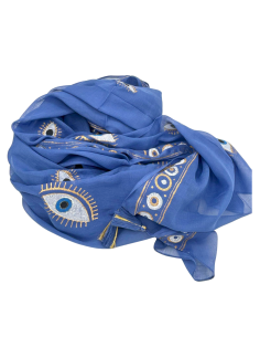 Pareo Nomad Sari méditerranéen – Œil protecteur bleu & or