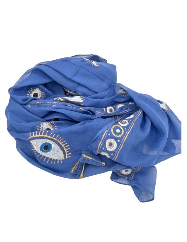 Pareo Nomad Sari méditerranéen – Œil protecteur bleu & or