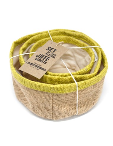 Lot de 3 paniers en jute naturel – Olive