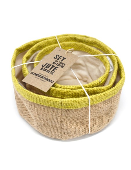 Lot de 3 paniers en jute naturel – Olive