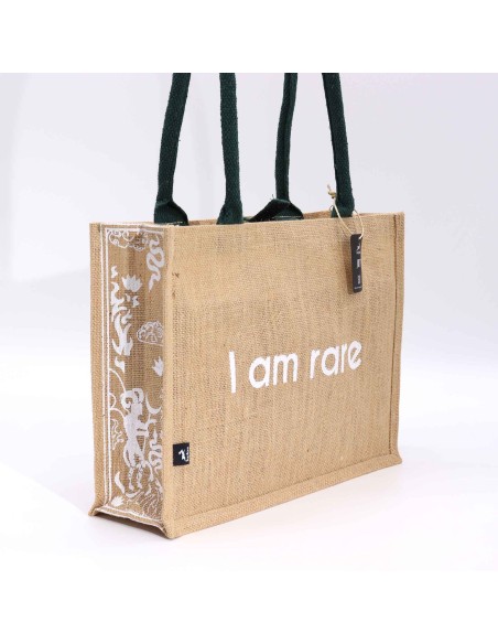 Grand sac en jute Hop Hare – «?Je suis rare?»