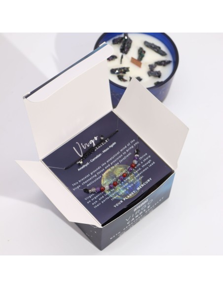 Bougie zodiac en cristal & bracelet – Vierge