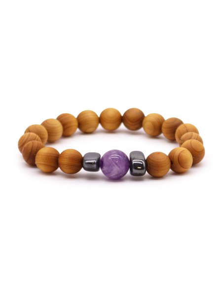 Bracelet cèdre & améthyste – Chakra du troisième œil
