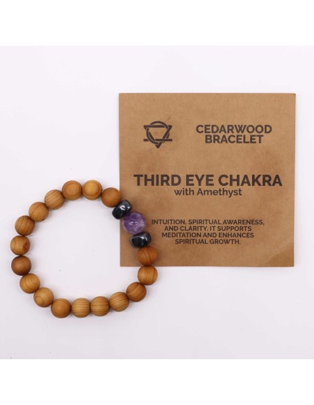 Bracelet cèdre & améthyste – Chakra du troisième œil