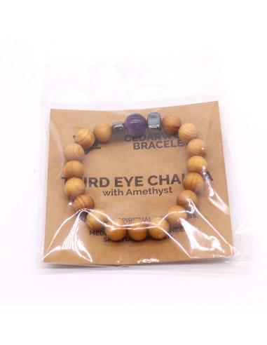 Bracelet cèdre & améthyste – Chakra du troisième œil