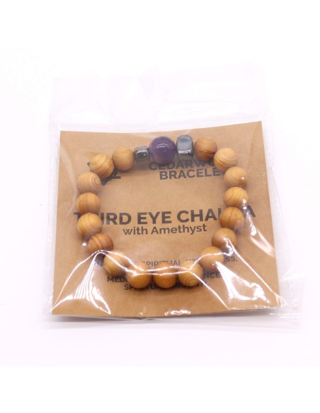 Bracelet cèdre & améthyste – Chakra du troisième œil