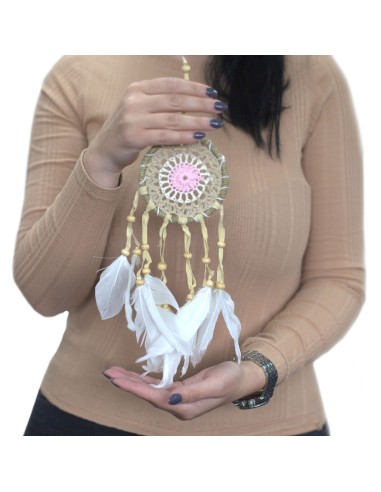 Petit Attrape-rêves macramé rose – Douce protection